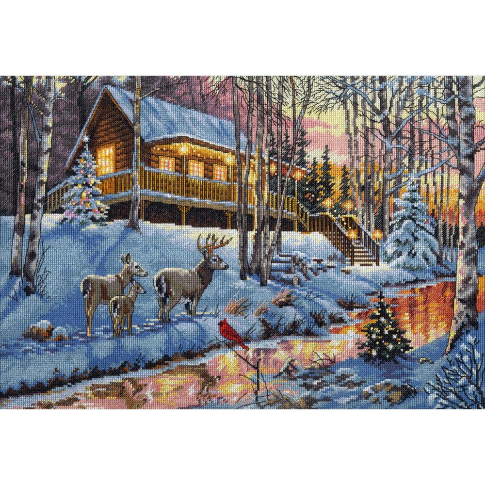 Gold Collection Winter Cabin Counted Cross Stitch Kit